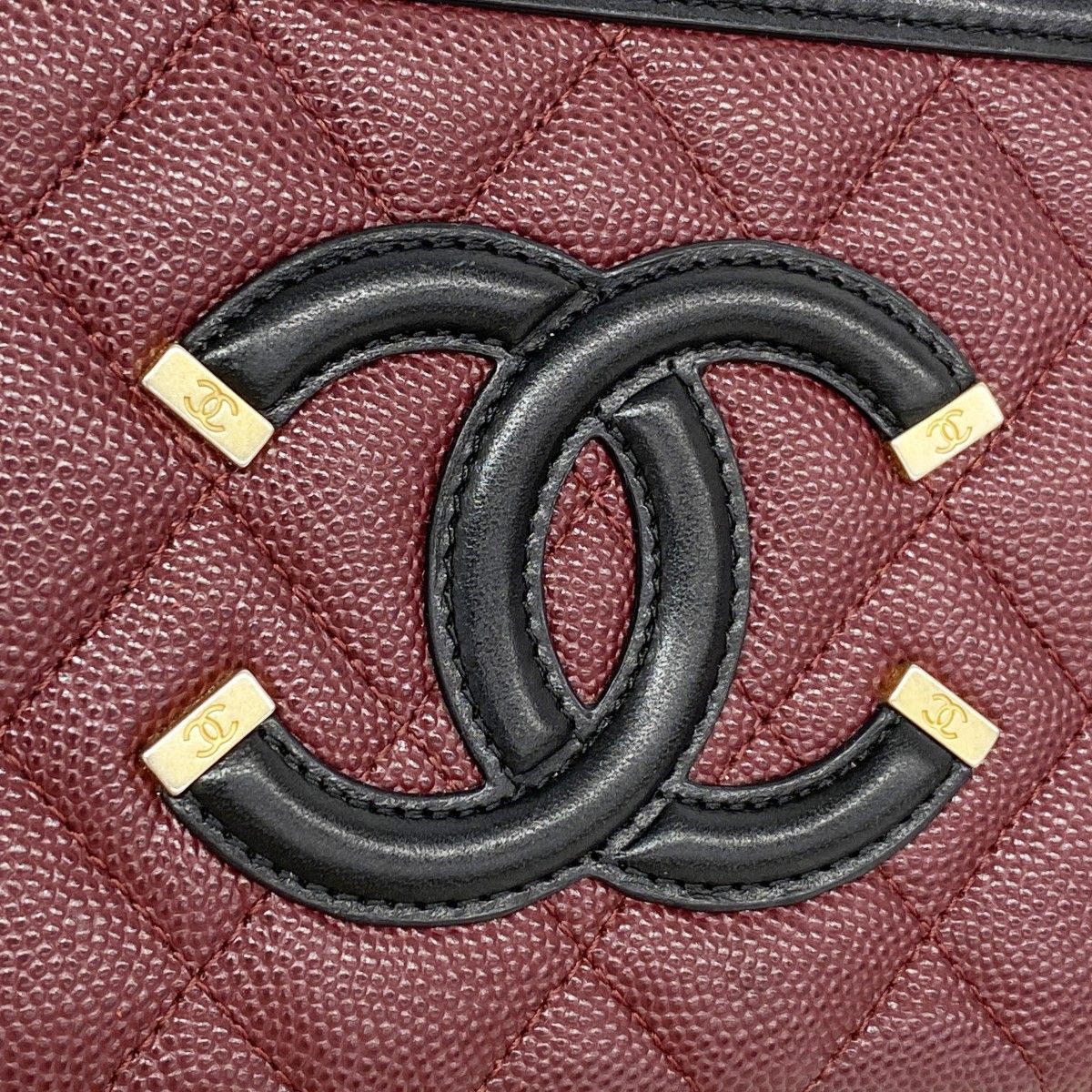 Chanel Wallet CC Filigree Caviar Leather Bordeaux Black Gold — view 6
