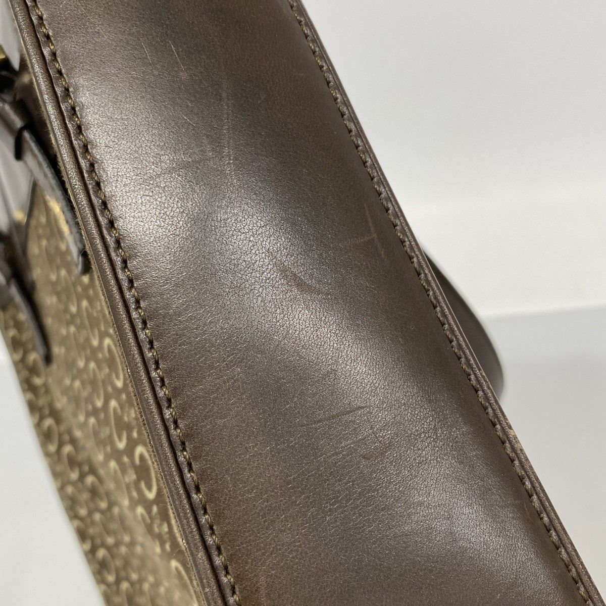 Celine Tote C Macadam Canvas Dark Brown Champagne Gold — view 8