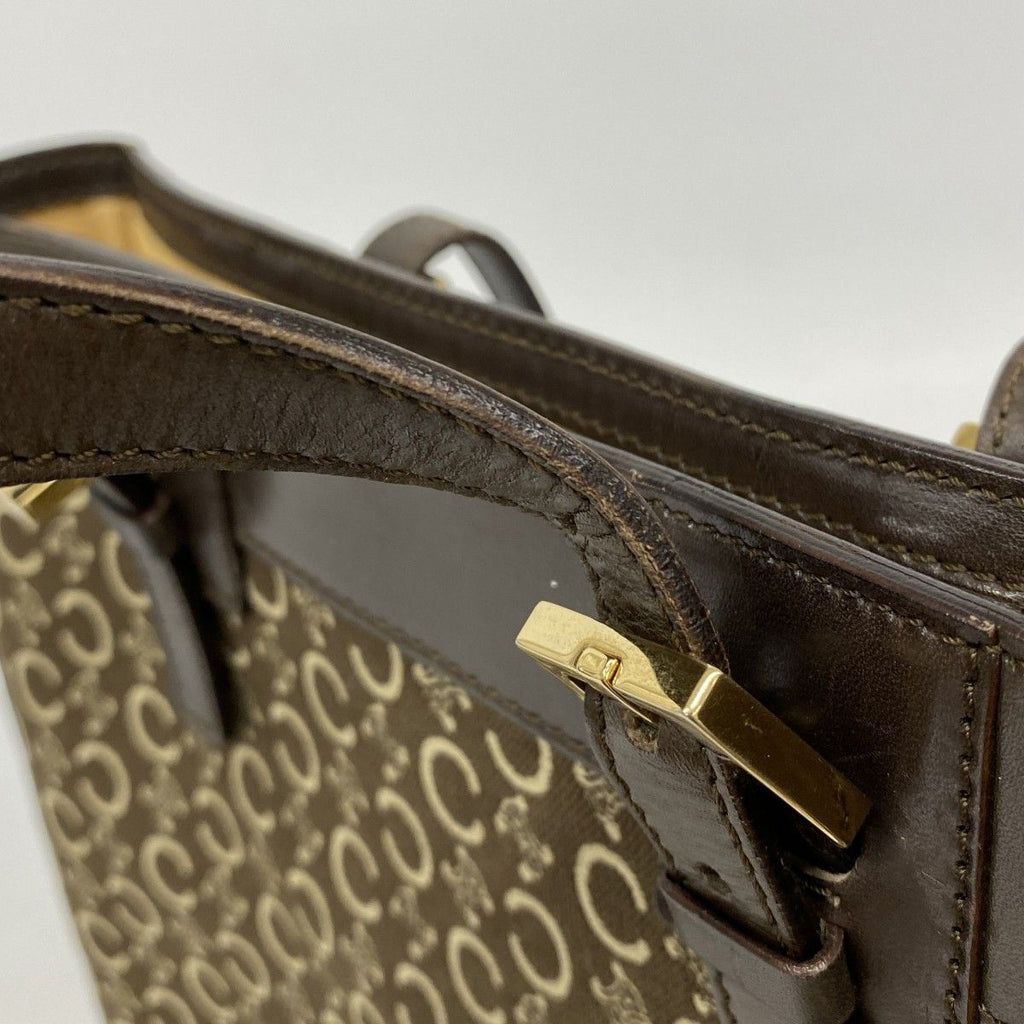 Celine Tote C Macadam Canvas Dark Brown Champagne Gold — view 9