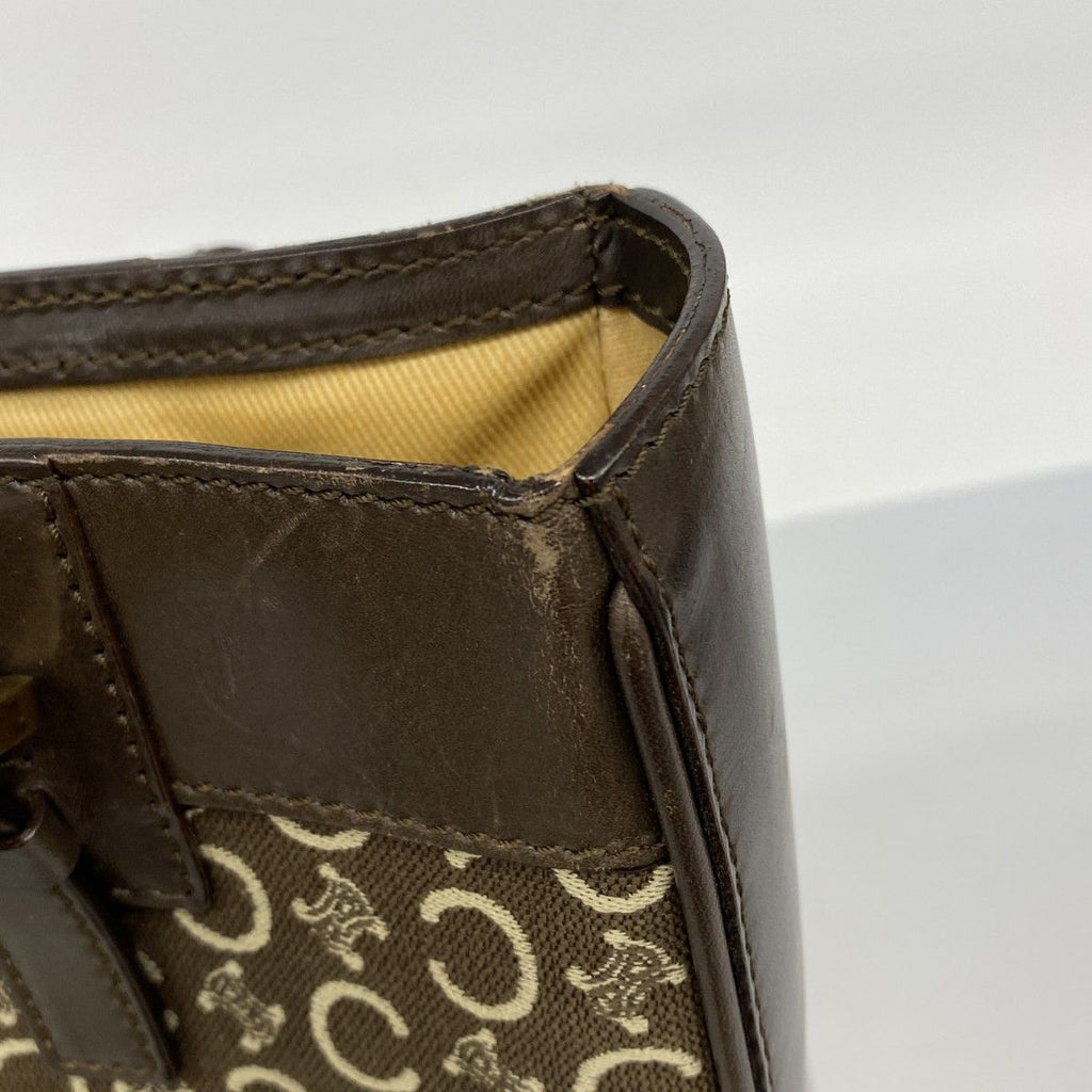 Celine Tote C Macadam Canvas Dark Brown Champagne Gold — view 6