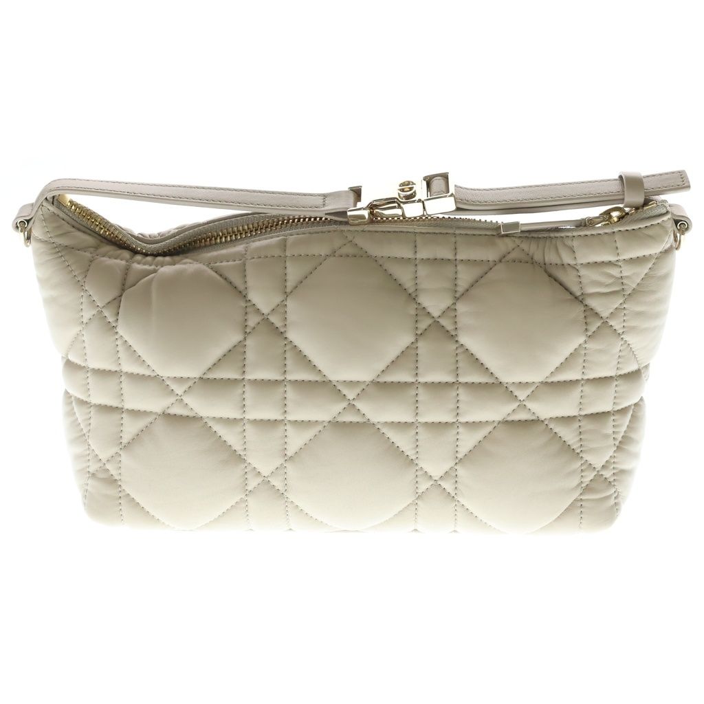 Dior Cannage Small Nomad Pouch Leather Handbag Beige