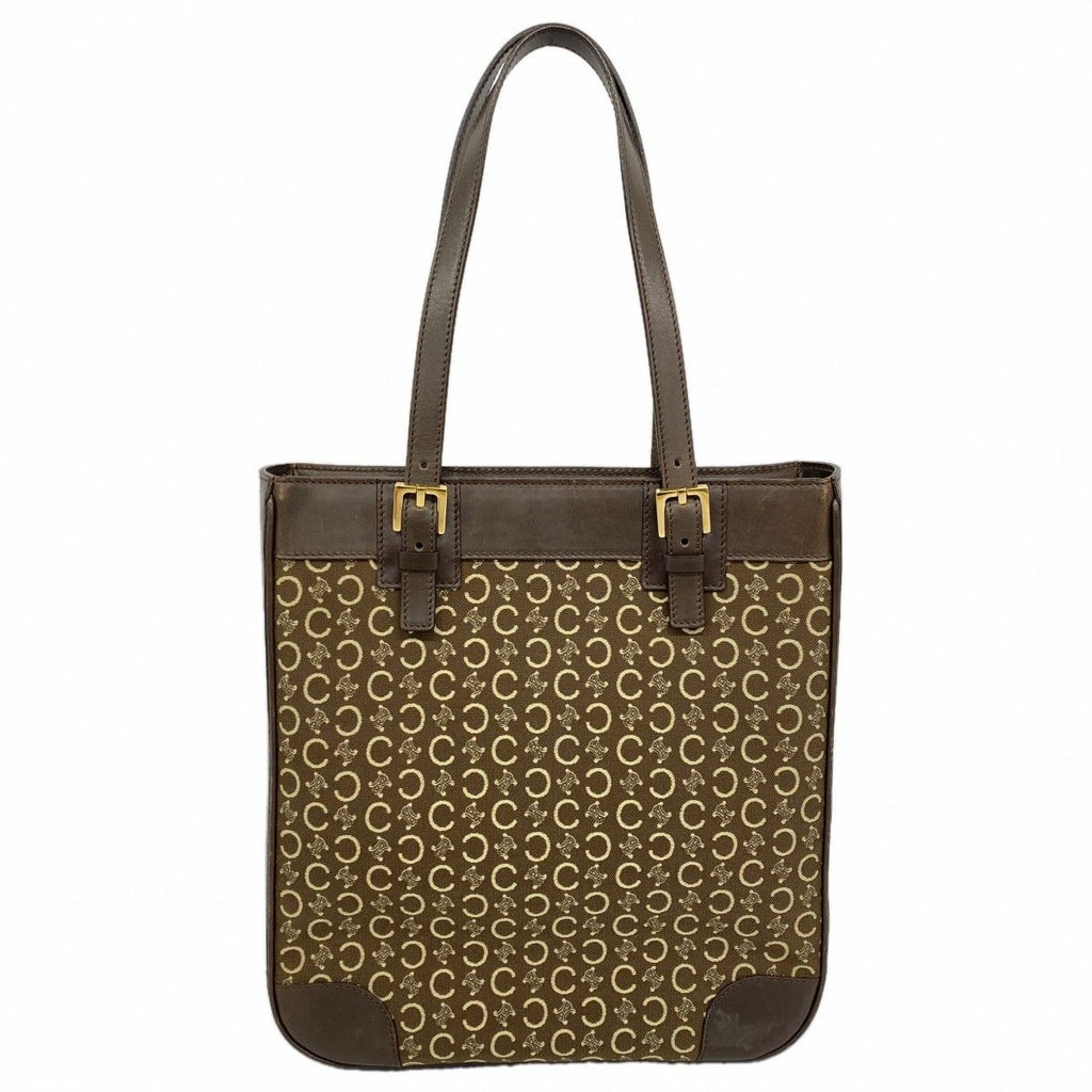 Celine Tote C Macadam Canvas Dark Brown Champagne Gold