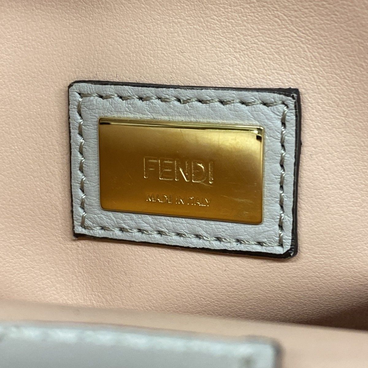 Fendi Handbag Leather Beige Gold — view 5