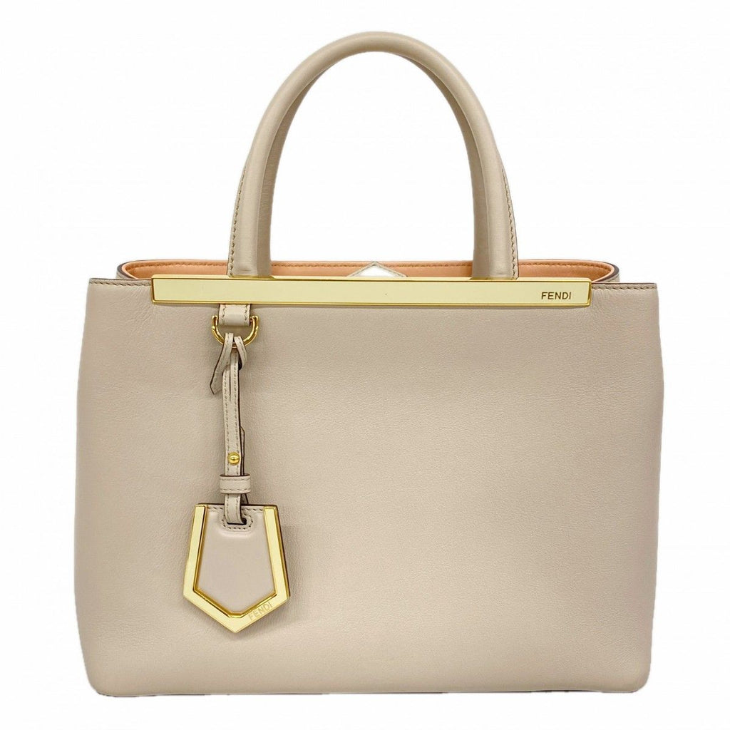 Fendi Handbag Leather Beige Gold