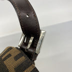 Fendi Handbag Mamma Bucket Nylon Canvas Brown Silver — view 8