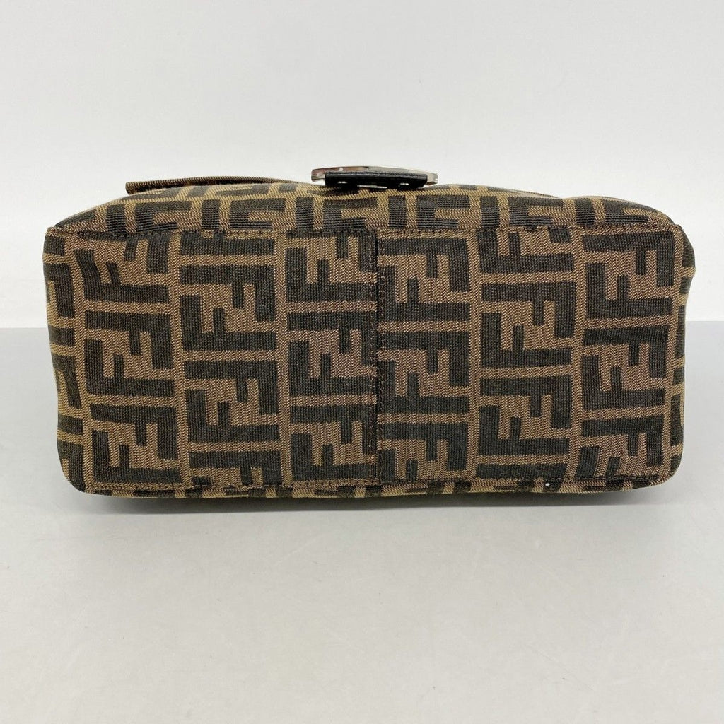Fendi Handbag Mamma Bucket Nylon Canvas Brown Silver — view 3