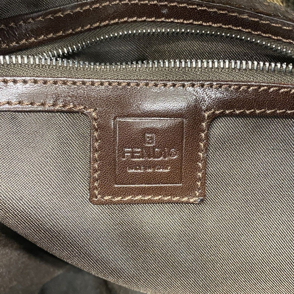 Fendi Handbag Mamma Bucket Nylon Canvas Brown Silver — view 5