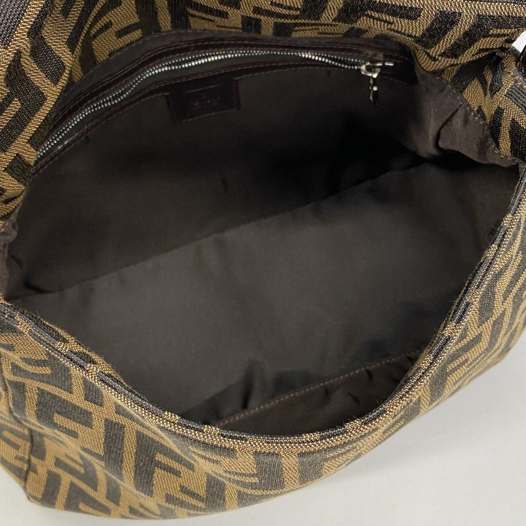 Fendi Handbag Mamma Bucket Nylon Canvas Brown Silver — view 4