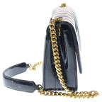 Saint Laurent Paris Vicky Patent Quilted Leather Chain Shoulder Bag Gold Black — view 2