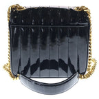 Saint Laurent Paris Vicky Patent Quilted Leather Chain Shoulder Bag Gold Black