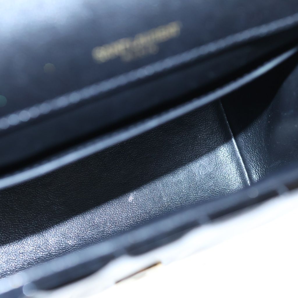 Saint Laurent Paris Vicky Patent Quilted Leather Chain Shoulder Bag Gold Black — view 7