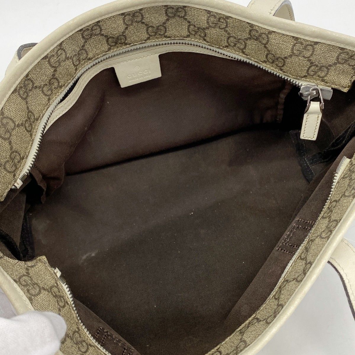 Gucci Tote GG Supreme Brown Beige Silver — view 4