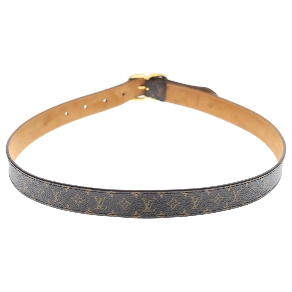 Louis Vuitton Monogram Ceinture Leather Belt Brown 80 32 Gold — view 2