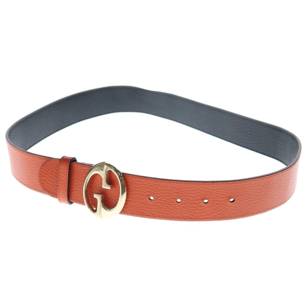 Gucci GG Supreme Reversible Belt Black Orange Leather Gold — view 6