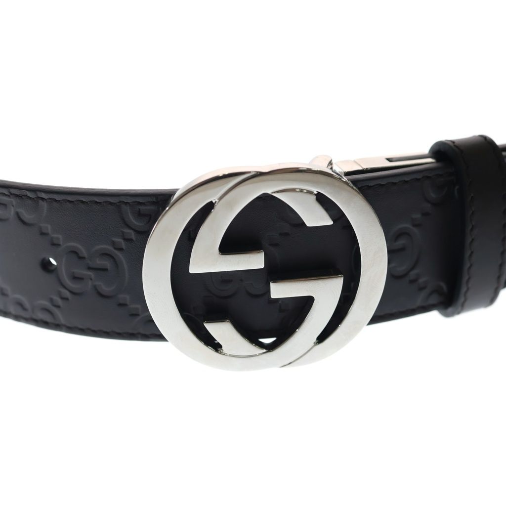 Gucci Interlocking Leather Belt Brown Silver — view 5