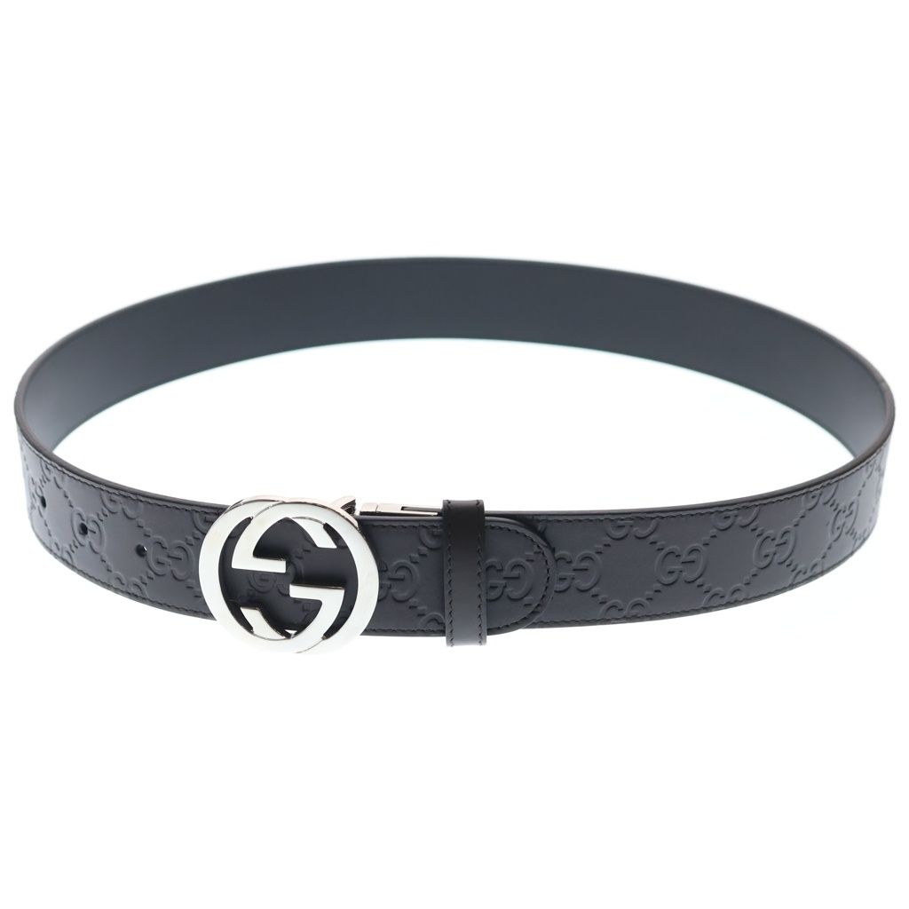 Gucci Interlocking Leather Belt Brown Silver — view 2