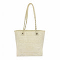 Chanel Chain Tote Deauville Leather Ivory Silver