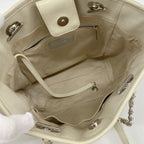 Chanel Chain Tote Deauville Leather Ivory Silver — view 4