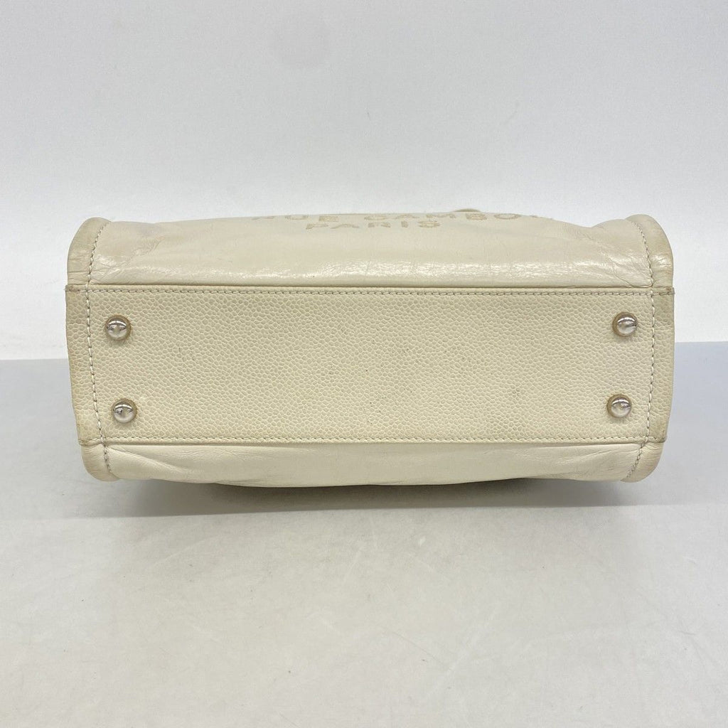 Chanel Chain Tote Deauville Leather Ivory Silver — view 3