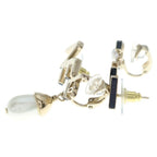 Chanel Logo Pearl Earrings Gold — view 3