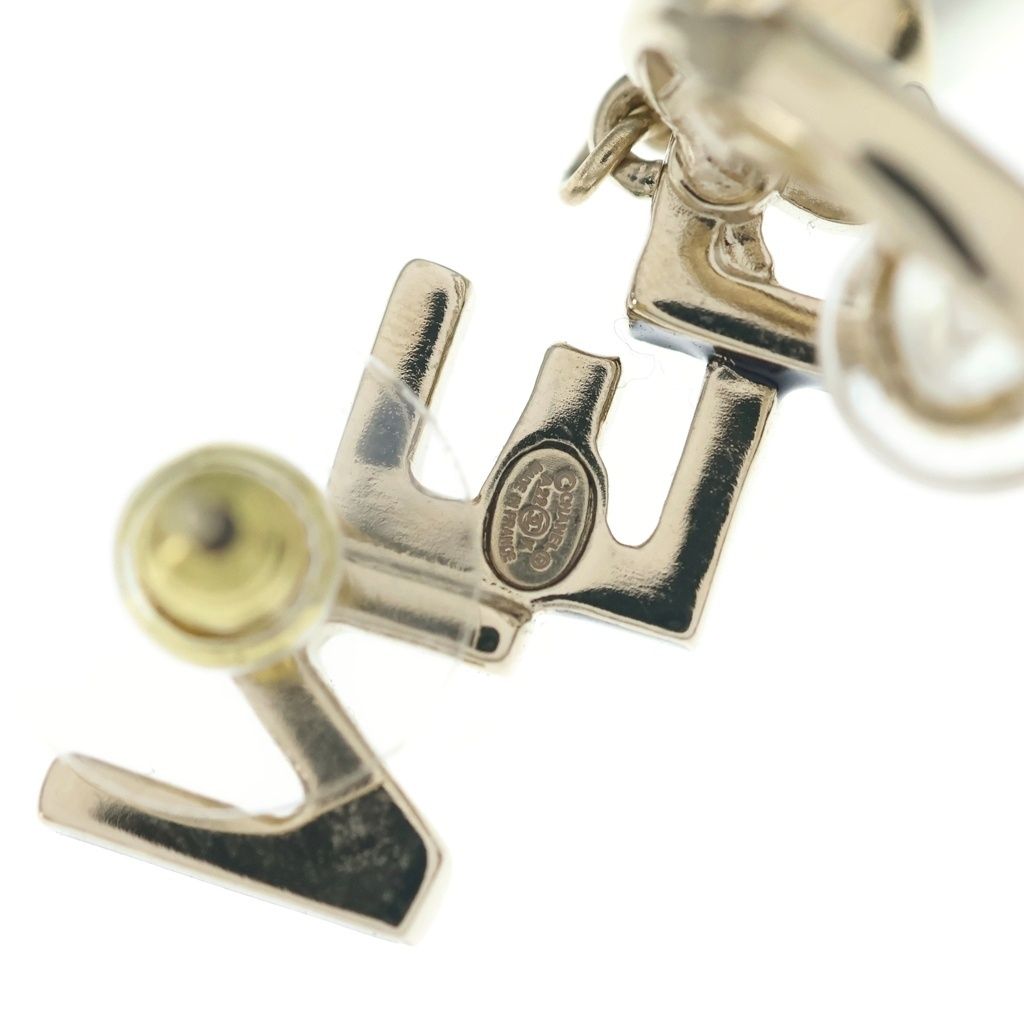Chanel Logo Pearl Earrings Gold — view 5