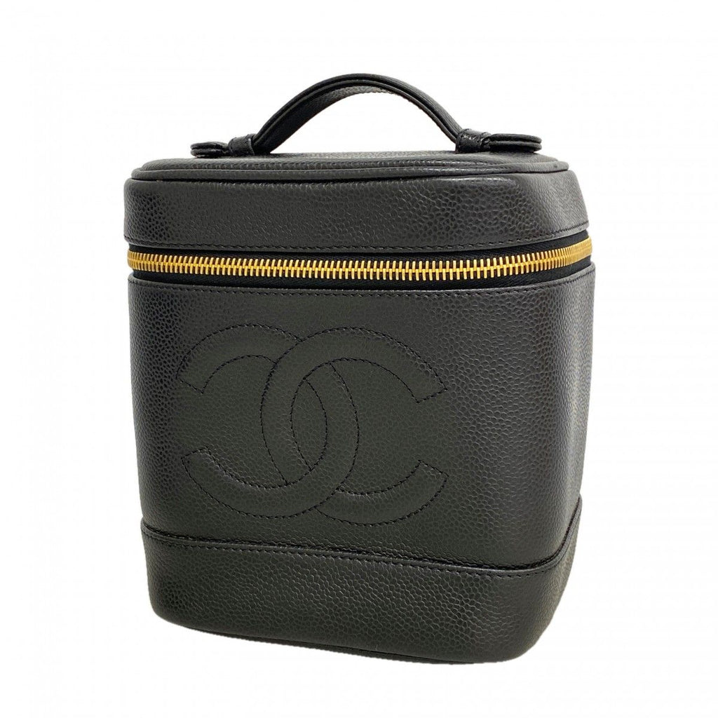 Chanel Vanity Bag Caviar Leather Black Gold