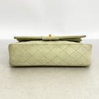 Chanel Shoulder Bag Quilted Suede Green Gold — view 3