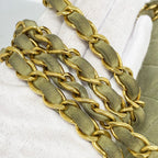 Chanel Shoulder Bag Quilted Suede Green Gold — view 9