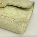 Chanel Shoulder Bag Quilted Suede Green Gold — view 7