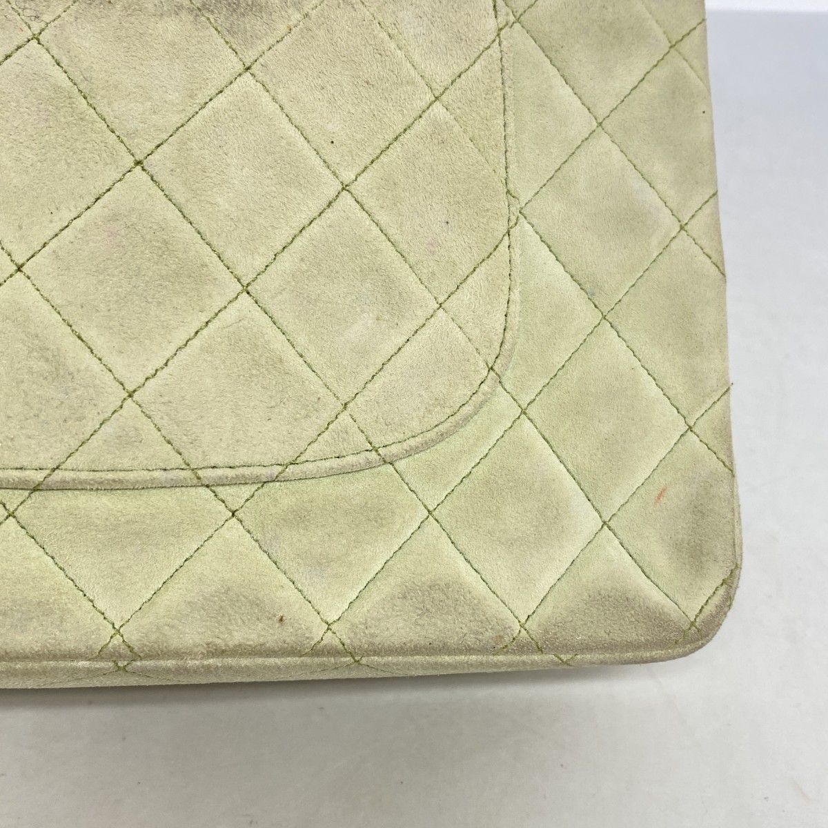 Chanel Shoulder Bag Quilted Suede Green Gold — view 8