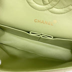 Chanel Shoulder Bag Quilted Suede Green Gold — view 4
