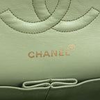 Chanel Shoulder Bag Quilted Suede Green Gold — view 5