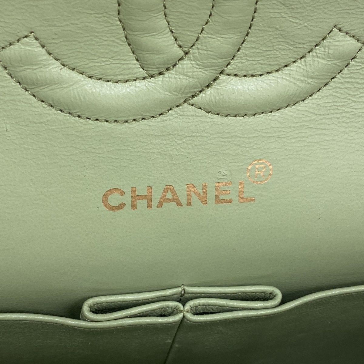 Chanel Shoulder Bag Quilted Suede Green Gold — view 5