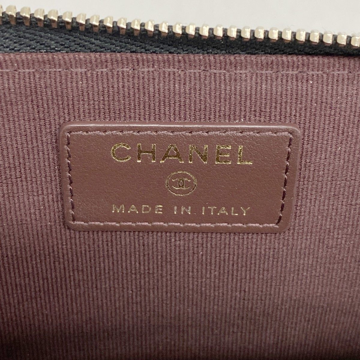 Chanel Coin Case Quilted Caviar Leather Black Champagne Gold — view 4