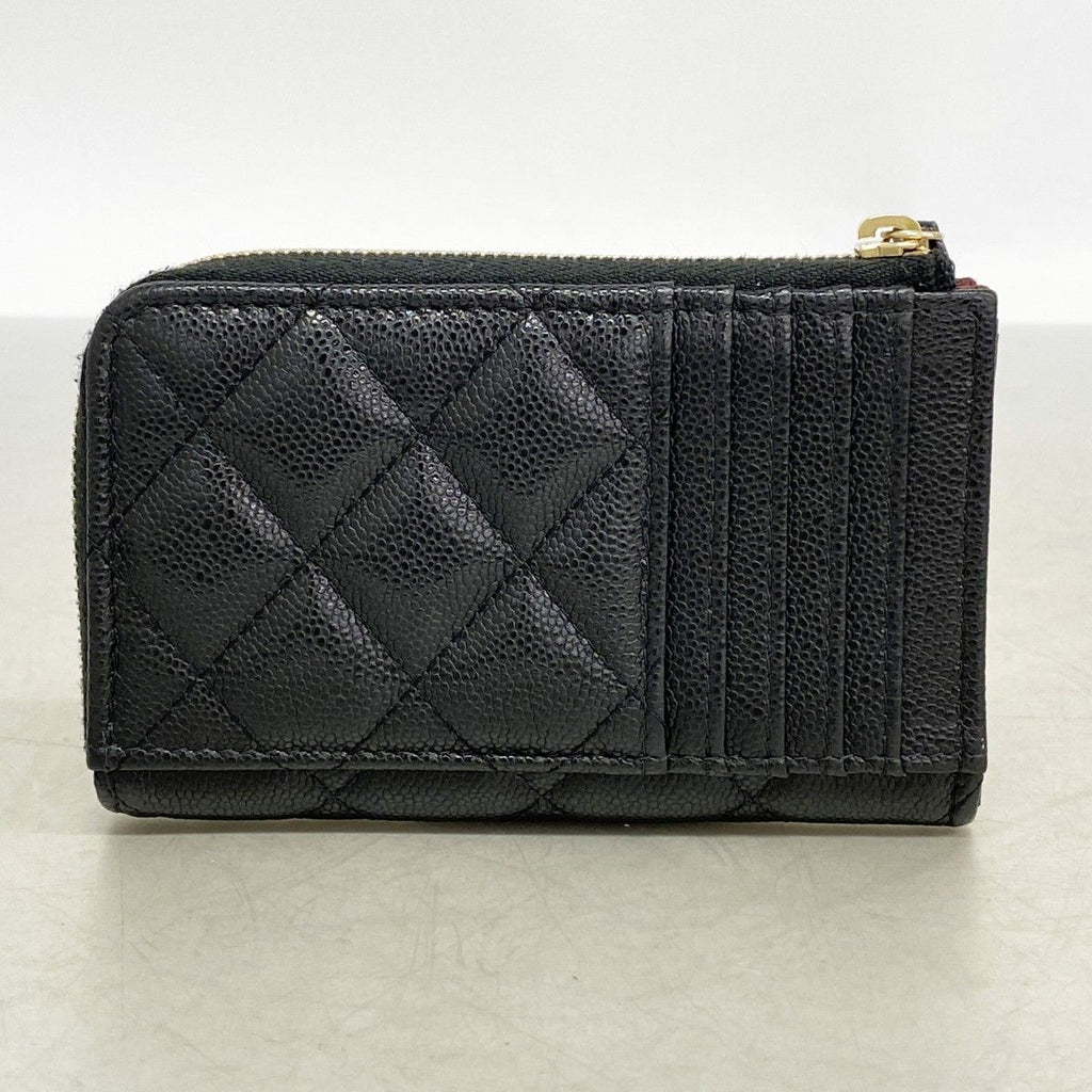 Chanel Coin Case Quilted Caviar Leather Black Champagne Gold — view 8