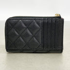 Chanel Coin Case Quilted Caviar Leather Black Champagne Gold — view 8