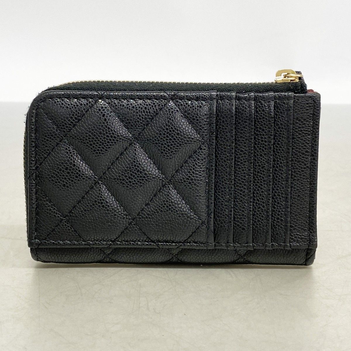 Chanel Coin Case Quilted Caviar Leather Black Champagne Gold — view 8