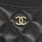 Chanel Coin Case Quilted Caviar Leather Black Champagne Gold — view 7