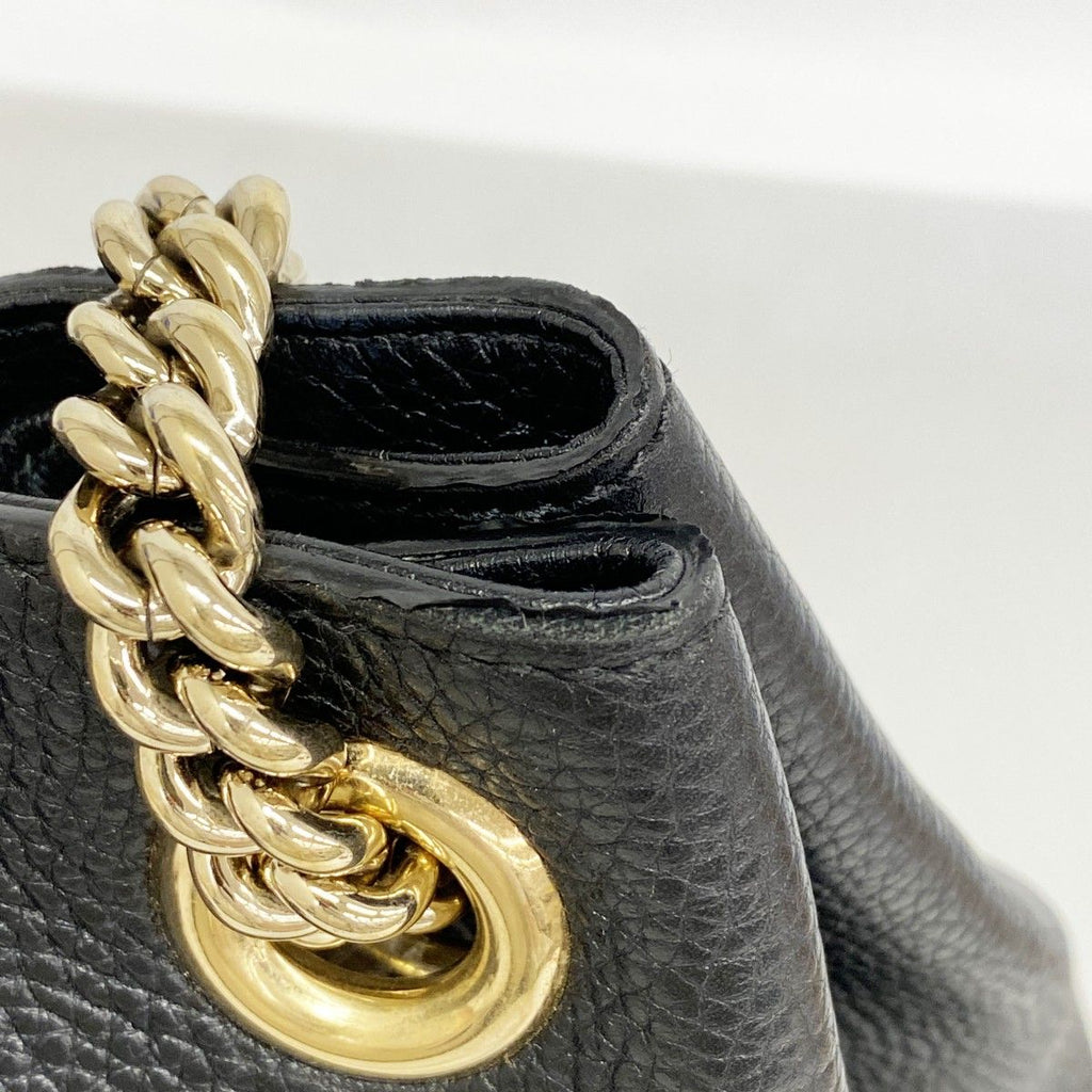 Gucci Shoulder Bag Soho Leather Black Champagne Gold — view 7