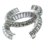 Chanel CC Logo Square Crystal Stone Brooch Silver — view 4