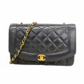 Chanel Shoulder Bag Diana Lambskin Black Gold