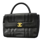 Chanel Handbag Mademoiselle Lambskin Black Gold