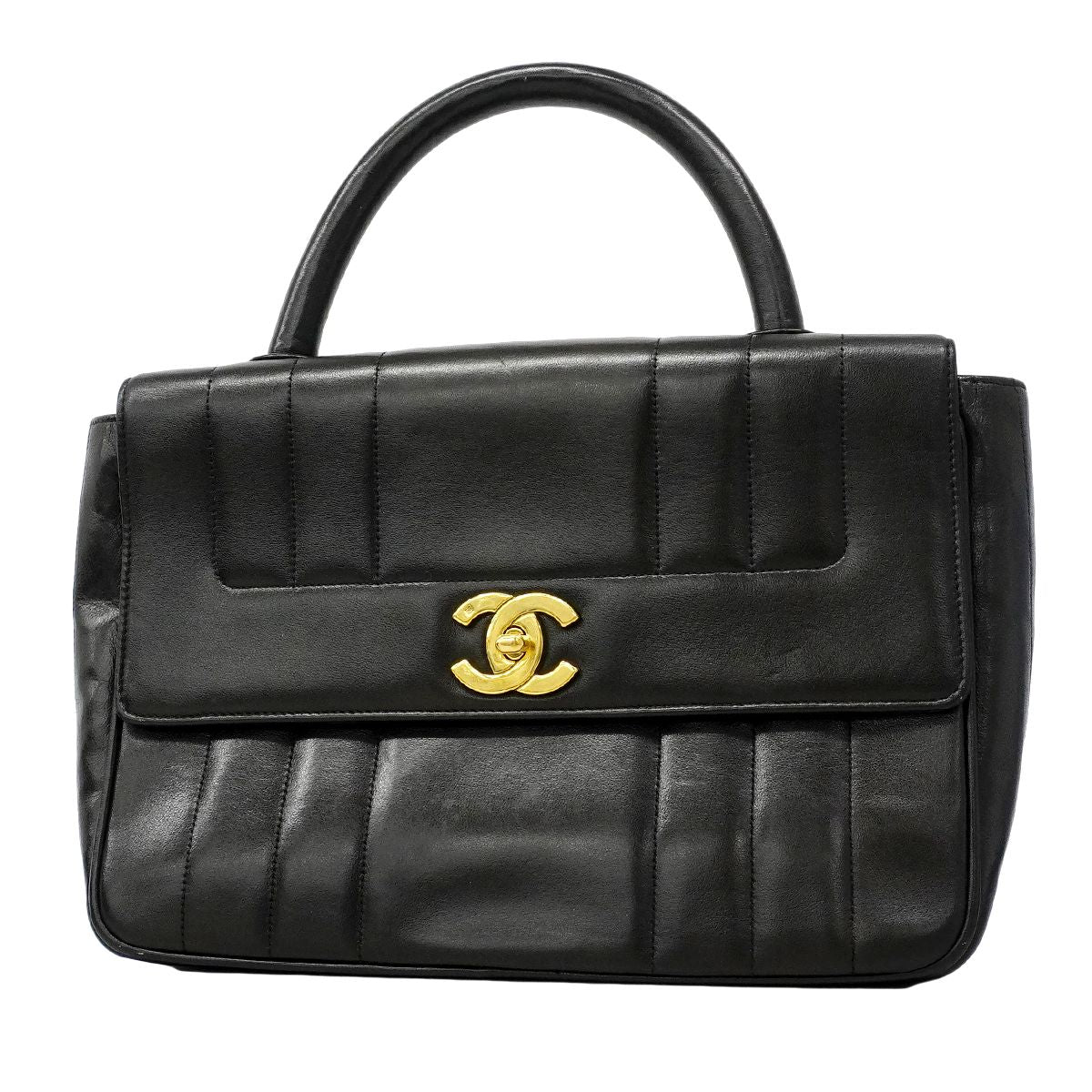 Chanel Handbag Mademoiselle Lambskin Black Gold