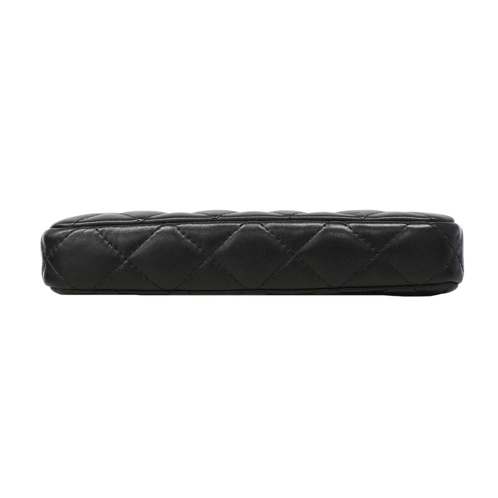 Chanel Shoulder Bag Quilted Lambskin Black Silver — view 3