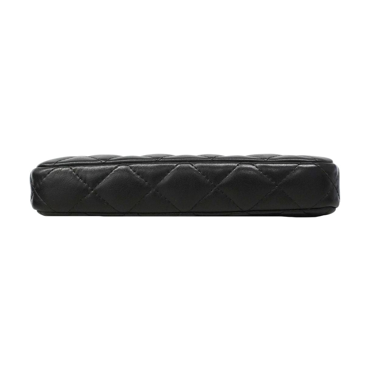 Chanel Shoulder Bag Quilted Lambskin Black Silver — view 3