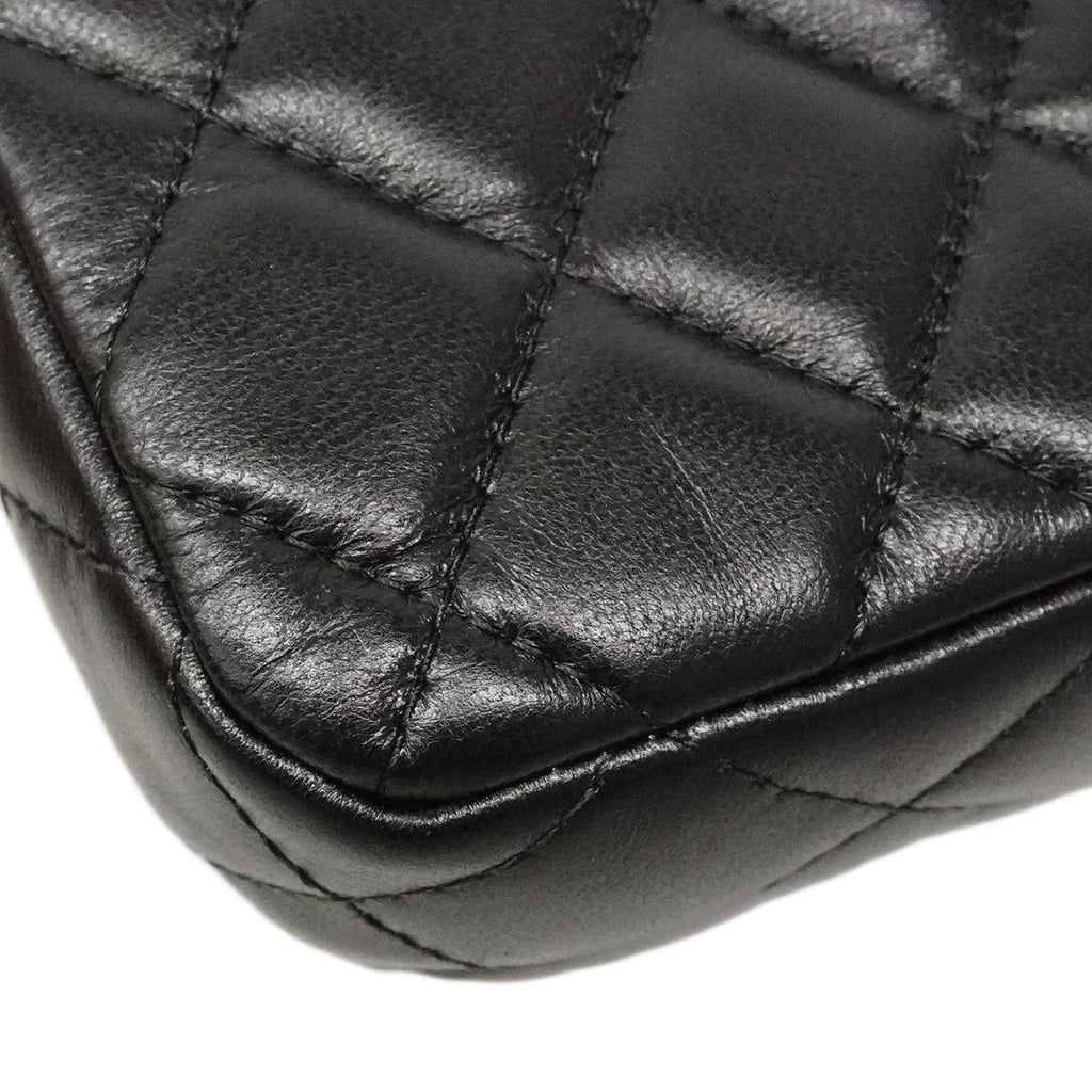 Chanel Shoulder Bag Quilted Lambskin Black Silver — view 6