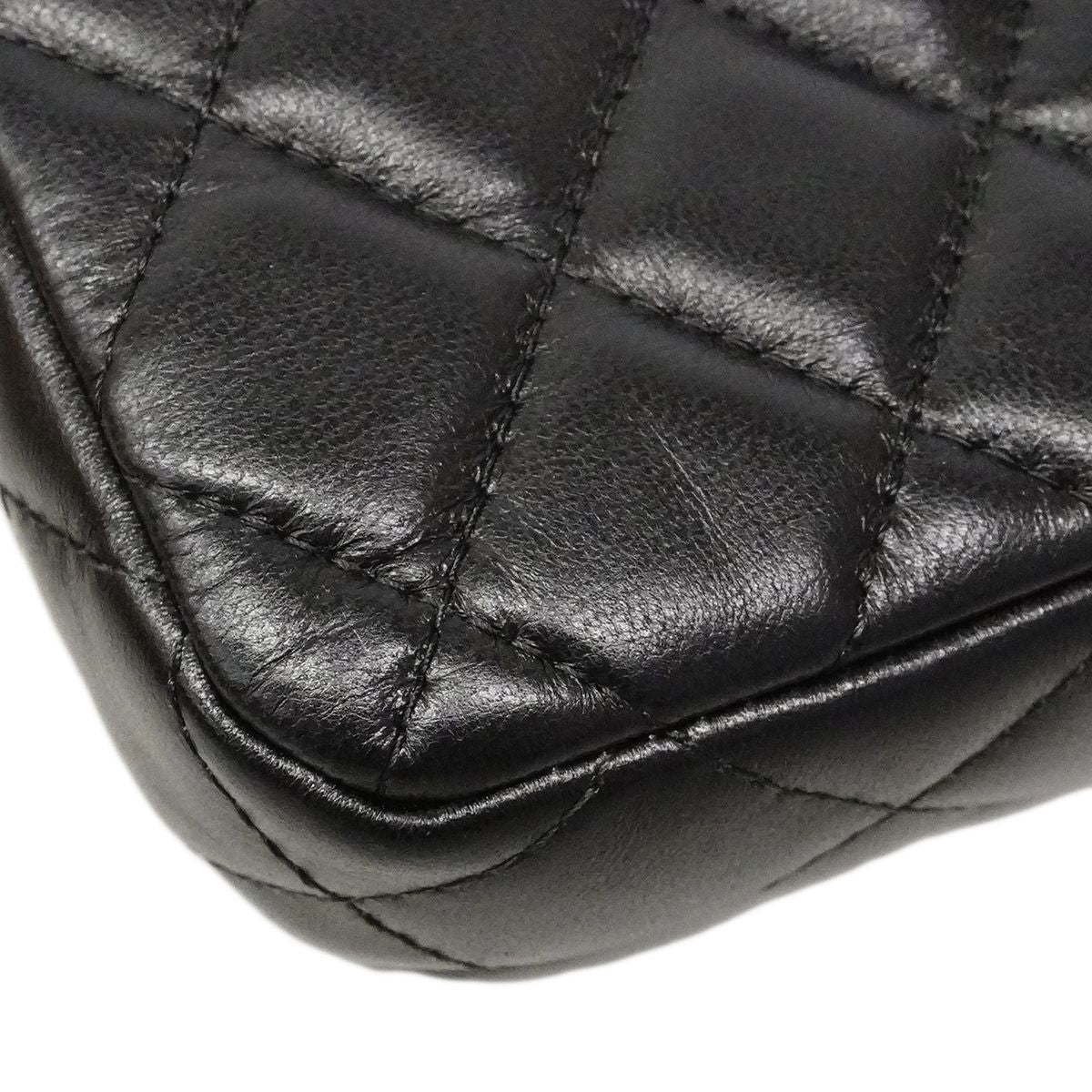 Chanel Shoulder Bag Quilted Lambskin Black Silver — view 6