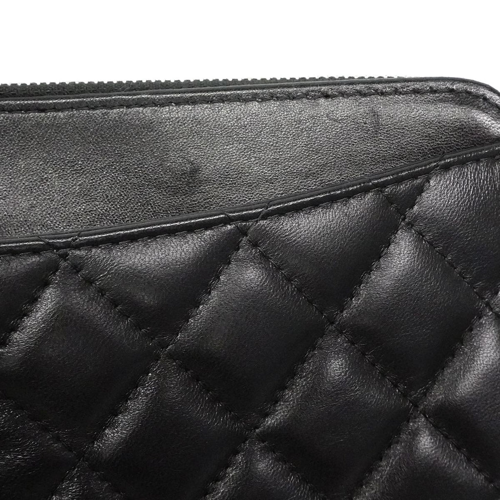 Chanel Shoulder Bag Quilted Lambskin Black Silver — view 7