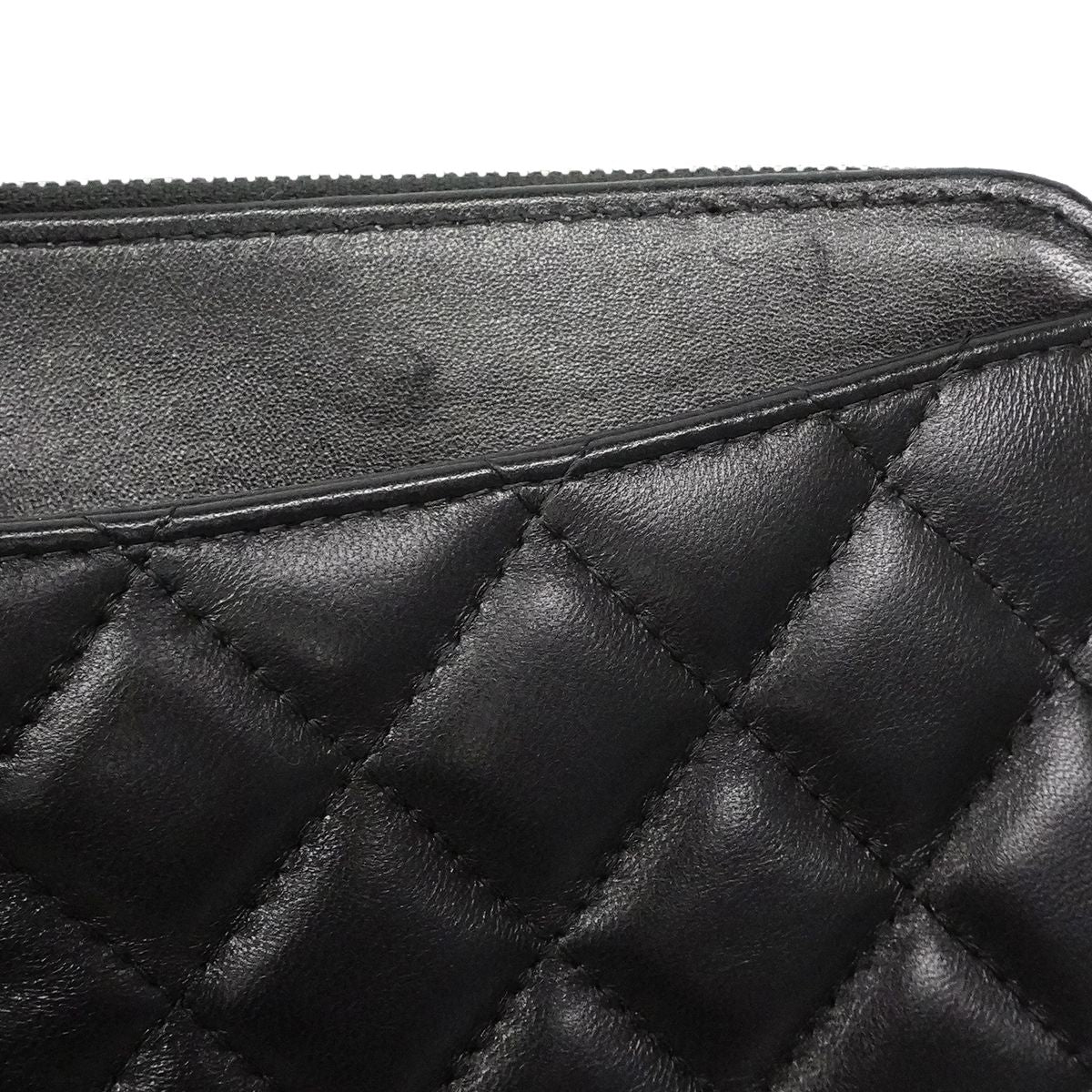 Chanel Shoulder Bag Quilted Lambskin Black Silver — view 7