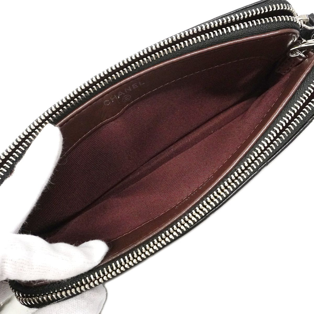 Chanel Shoulder Bag Quilted Lambskin Black Silver — view 4